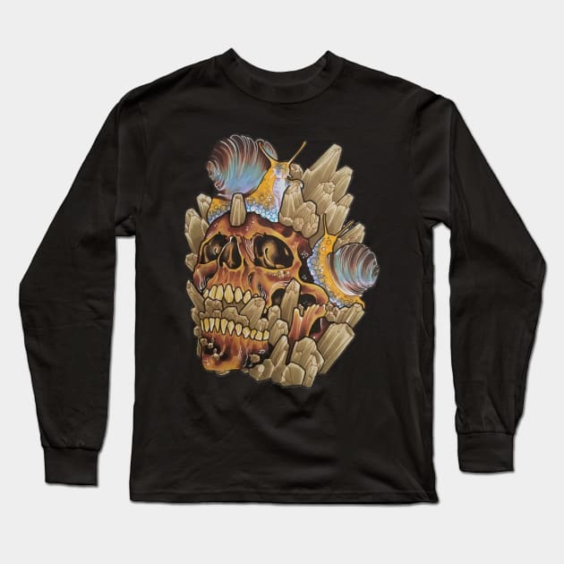 Brown Crystal Skull Long Sleeve T-Shirt by NinjaSquirell